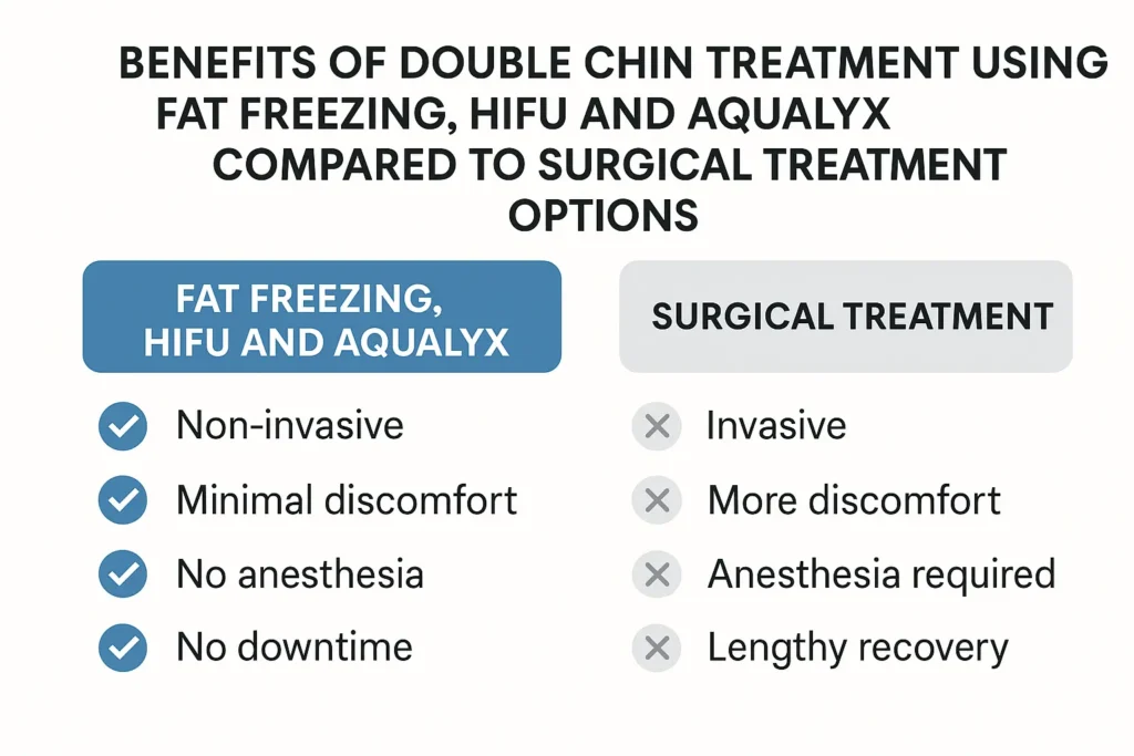 Graphic about the benefits of double chin treatment Bagshot - from LA LIPO