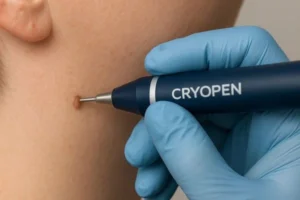 Person receiving skin tag removal Bagshot